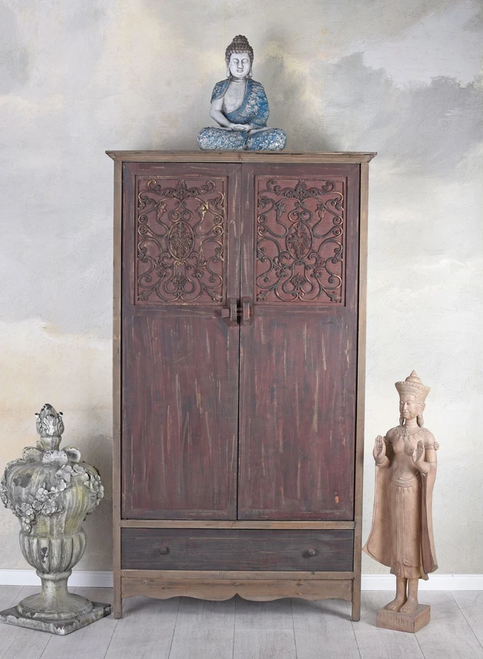Wäscheschrank Schrank Antik Holzschrank China Kleiderschrank Garderobenschrank - Bild 3 von 4