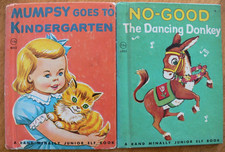 2 Vintage Rand McNally Jr Elf Books ~ NO-GOOD THE DANCING DONKEY, MUMPSY GOES TO