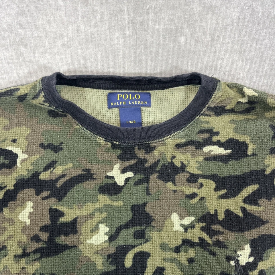 Camisa Polo Ralph Lauren Para Hombres Grande Verde Camuflaje Térmico Manga Larga Foto 2 de 4