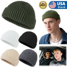 Cuff Beanie Knit Hat Cap Slouchy Skull Ski Men Women Plain Winter Warm Hats USA