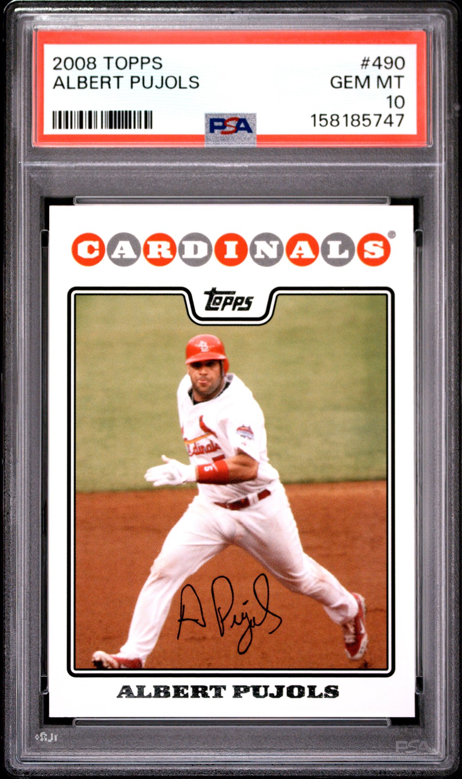2008 Topps #490 Albert Pujols PSA 10 view 1