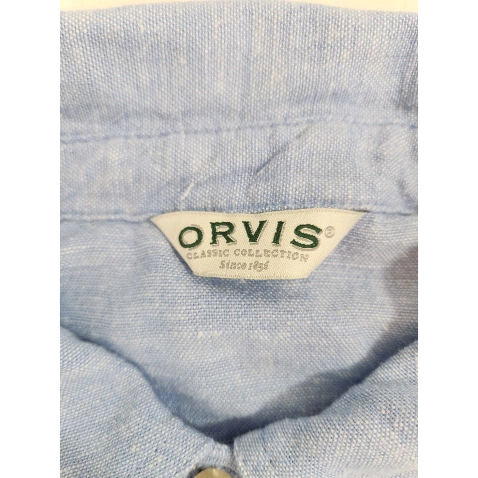 Блузка женская Orvis большая синяя с длинным рукавом льняная смесь Raylon рубашка топ - Изображение 2 из 4