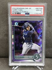 🔥Harry Ford 2022 Bowman Chrome Sapphire Prospects Purple /25 PSA 10 Mariners