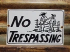 VINTAGE NO TRESPASSING PORCELAIN SIGN OLD FARM RANCH PRIVATE PROPERTY AMERICANA