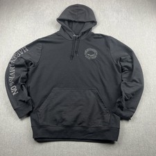 Harley-Davidson Hallmark Willie G Skull Hoodie Sz L Black Pullover Embroidered
