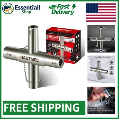 4 Way Sillcock Water Key - Durable Steel Utility Tool for Multiple Applications