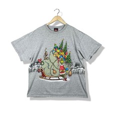2001 Y2K Dr Seuss The Grinch Stole Christmas T Shirt Mens XL Grey All Over Print