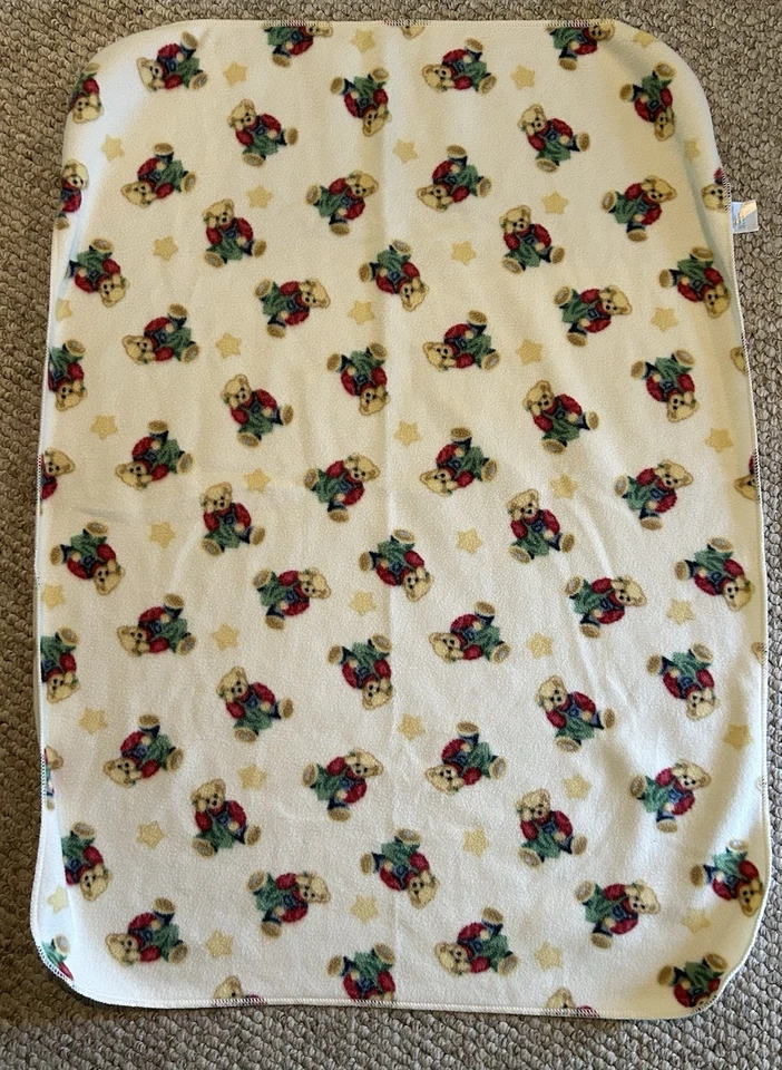 Manta de bebé azul Jean Teddys Springs Industries polar raro estrellas amarillas Foto 2 de 4