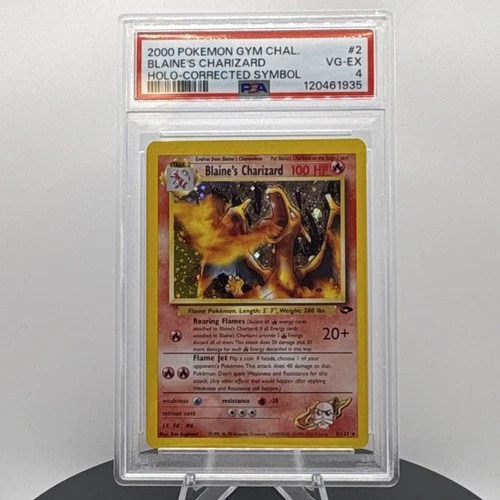 Blaine's Charizard 2/132 Gym Challenge Holo Rare PSA 4 Corrected Symbol 2000