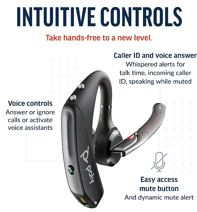 Plantronics Voyager 5200 UC Bluetooth Headset Black 206110-101 - Image 2 of 4