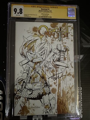 Quested 1 CGC SS 9.8 Signed Tyler Kirkham Color Splash Sketch Variant