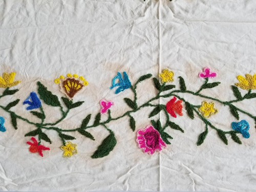 Vintage Kashmiri Crewel Work Hand Embroidered Tree Of Life Bedspread 242x186cm - Picture 6 of 14