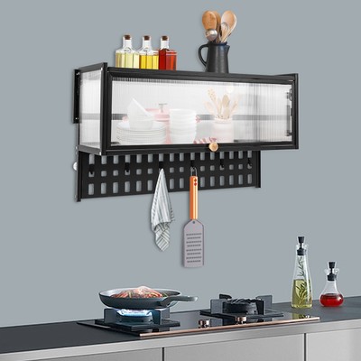 Wall-mounted Cabinet Kitchen Flip-Up Door Cabinet Shelf Storage Organizer 55lbs
