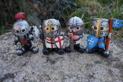 Figurine Caricature Chevalier Croisé Templier Médiéval - Lot De 4 Pièces, Neuf Sous Emballage, Fabriqué En France