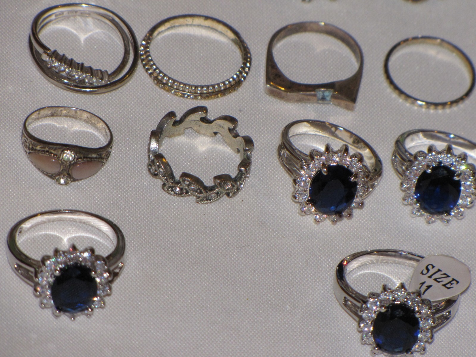 Lot Of 21 Rings 925 Silver Rhinestone Gold Plated… - image 6