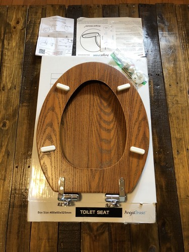 Asiento de inodoro de madera duradero Angel Shield con bisagras de metal fácil limpieza antiarañazos 400 lb - Imagen 4 de 11