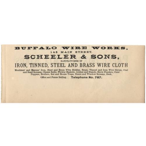 1886 BUFFALO NY VICTORIAN ERA SCHEELER & SONS BUFFALO WIRE WORKS IRON STEEL BRAS - Picture 2 of 2