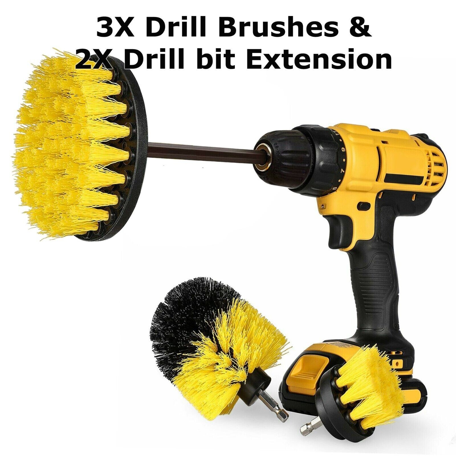 5X Drill Brush Set Power Scrubber Drill Attachments Carpet Tile Grout Cleanings