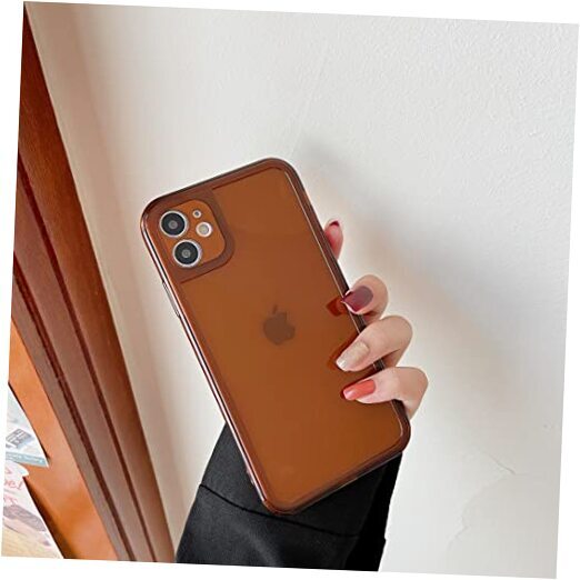 Case for iphone 11 6.1 inch,Clear Soft Silicone Bumper Protective Retro Brown