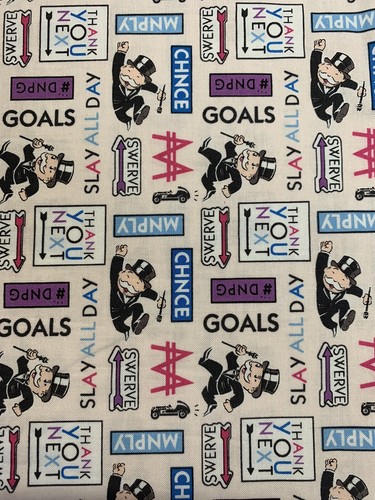 Hasbro Mr Monopoly fabric - 100% cotton - Pink - Camelot- BTY - Picture 4 of 4