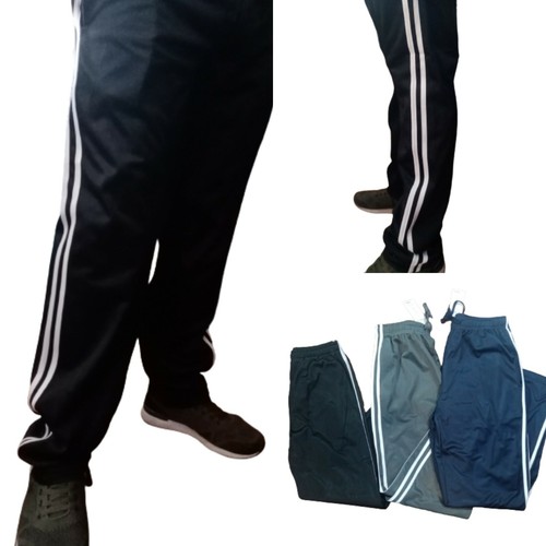 PANTALONI TUTA TRIACETATO UOMO DONNA BANDE LATERALI BLU GRIGIO NERO SPORT  MODA | eBay
