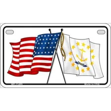 Rhode Island / USA Flag Novelty Metal Motorcycle Plate MP-11499
