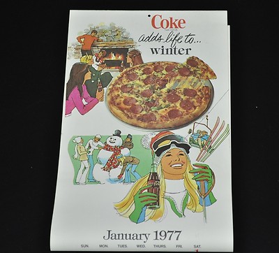 Schöner alter Coca-Cola Kalender 1977 USA Coke Calendar 