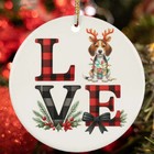 Love American Foxhound Dog Light Reindeer Antler Christmas Ornament Gift Decor
