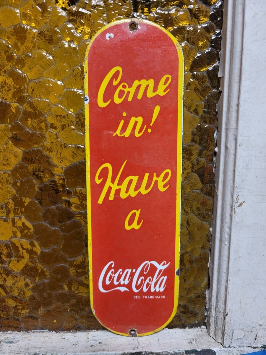 VINTAGE COKE PORCELAIN SIGN OLD SODA COCA COLA GENERAL STORE