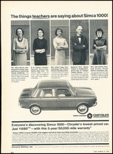 1965 Chrysler Simca 1000 Original Vintage Advertisement Print Art Car Ad J339