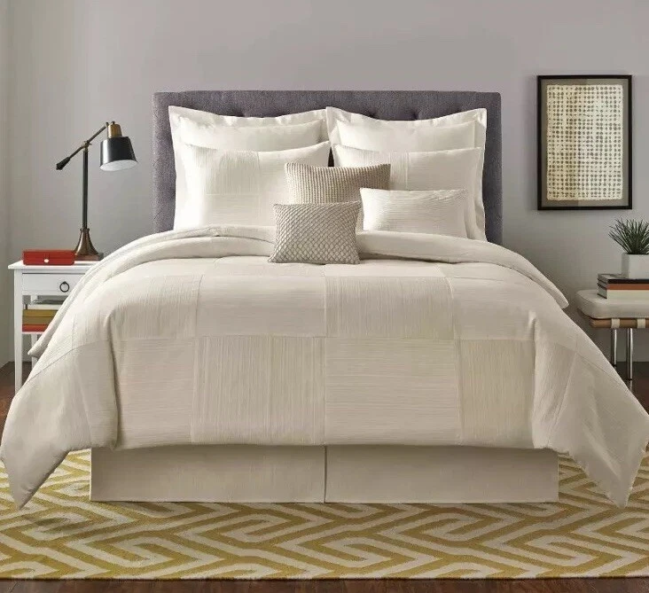 New Real Simple Linear Euro Pillow Sham in Stone Ivory Ribbed 100 Cotton