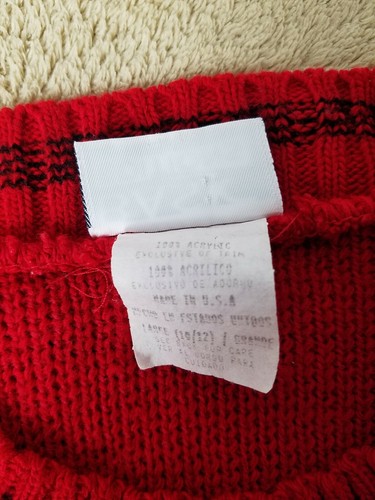 Basic Editions Girl's Large Dalmatian Puppy Knit Christmas Sweater Vintage 90s - Picture 6 of 8