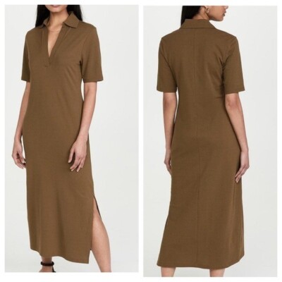 Vince elbow sleeve split neck polo dress large