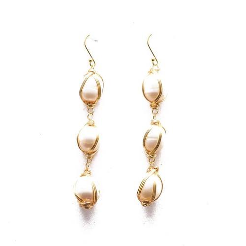 Natural Freshwater Pearl Earrings Bohemian Baroque String Dangle Drop 925 Silver - Picture 6 of 7