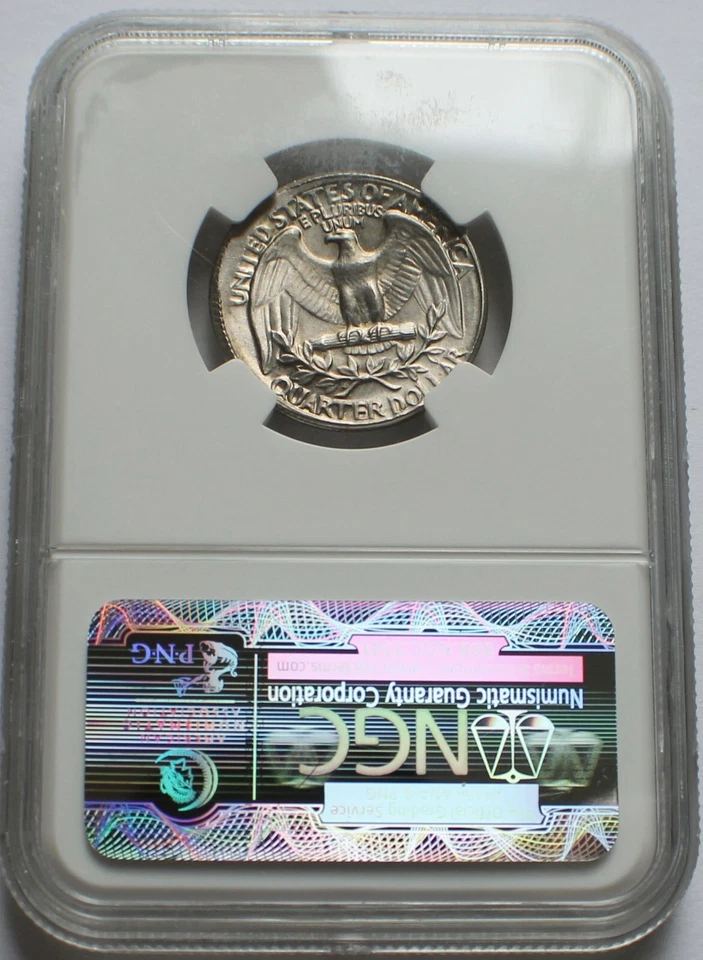 1966 Broadstruck Error Washington Quarter 25C - NGC MINT ERROR MS 65 - Image 3 of 4