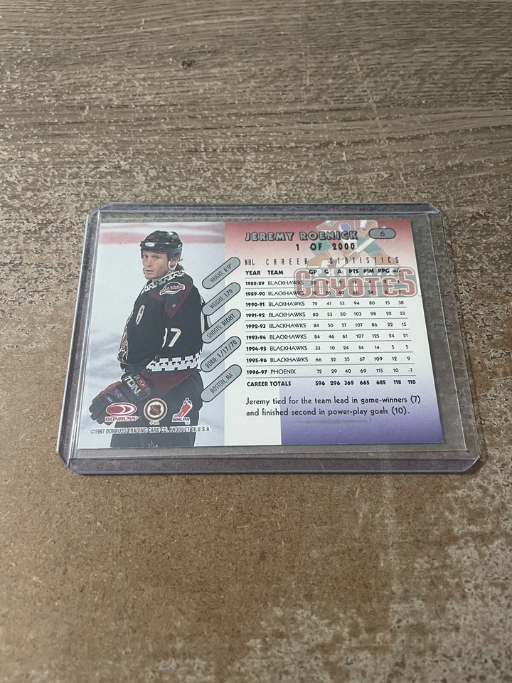 Pruebas de prensa Donruss 1997-98 (coyotes) plata #6 Jeremy Roenick/2000 Foto 2 de 2