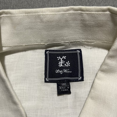 Vtg LRG Lifted Research Group Shirt Mens 3XL White Linen Short Sleeve Beach - Picture 6 of 10