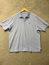 Tommy Bahama Polo Shirt Island Breeze Blue Solid Short Sleeve Large /121-14