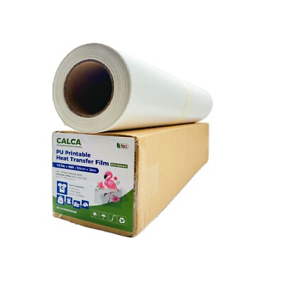19.7'' x 98´ Roll White Color 270 Micron PU HTV Eco-Solvent Printable Vinyl