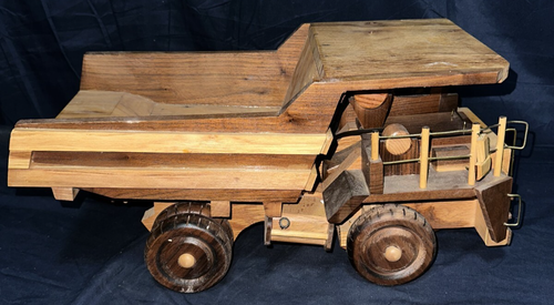 Vintage Massive Wooden Handcrafted Mining Ore Dump Truck 18" L X 9"H X 9C "W - Picture 2 of 16