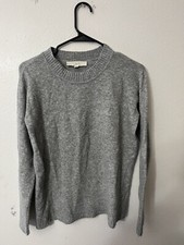 LOFT Outlet Women pullover sweater XS Gray Solid Casual Cozy Crew Acrylic