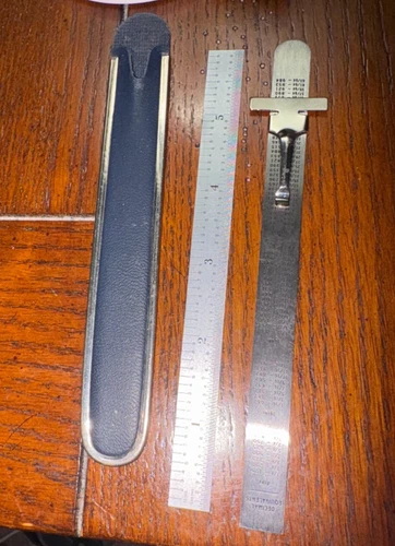 6 in. Pocket Ruler, Small Design, Stainless Steel, Decimal Equivalent with Case