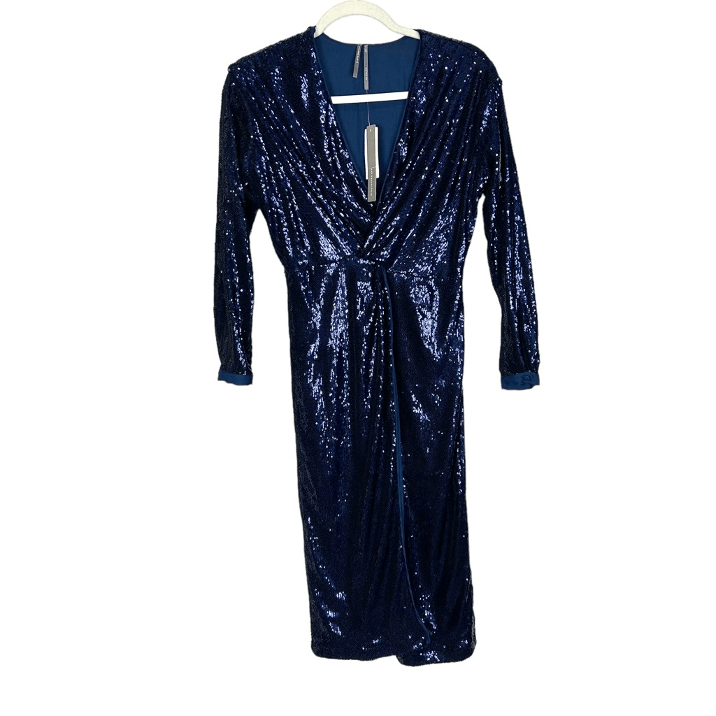 blue sequin dress anthropologie By Anthropologie Sleeveless V-Neck Sequin Mini Dress