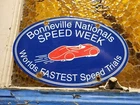 VINTAGE BONNEVILLE PORCELAIN SIGN OLD 12" UTAH SPEED WEEK SALT FLATS RACE OVAL