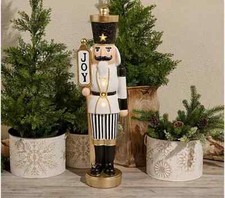 Kringle Express 32" Oversize Resin Christmas Holiday Nutcracker Black White