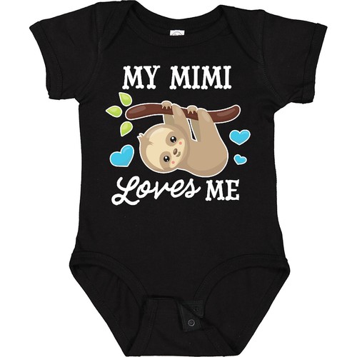 Inktastic My Mimi Loves Me With Sloth And Hearts Baby Bodysuit Animals Kids Love - 第 1/12 張圖片