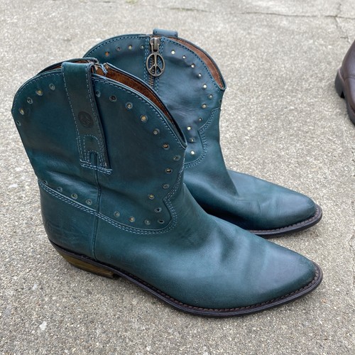 TEAL LEATHER BOOTS 