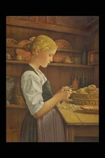 401023 Girl Peeling Potatoes Albert Anker A4 Photo Print