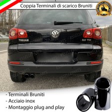 COPPIA TERMINALI DI SCARICO PER MARMITTA NERO BRUNITO INOX VOLKSWAGEN TIGUAN 5N