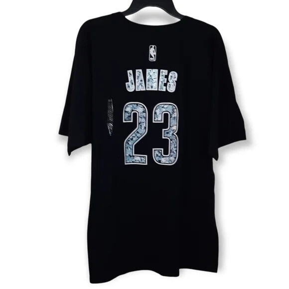 06-07ユニフォーム 23番 シャツ 黒-193 NWT Adidas Lebron James Cavaliers 23 Name Number Diamond Pattern
